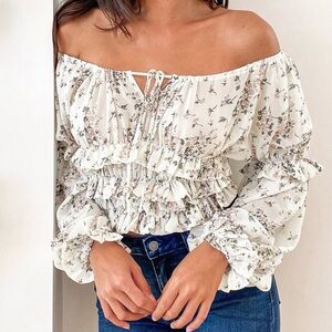 Pinch Floral Off-Shoulder Blouse